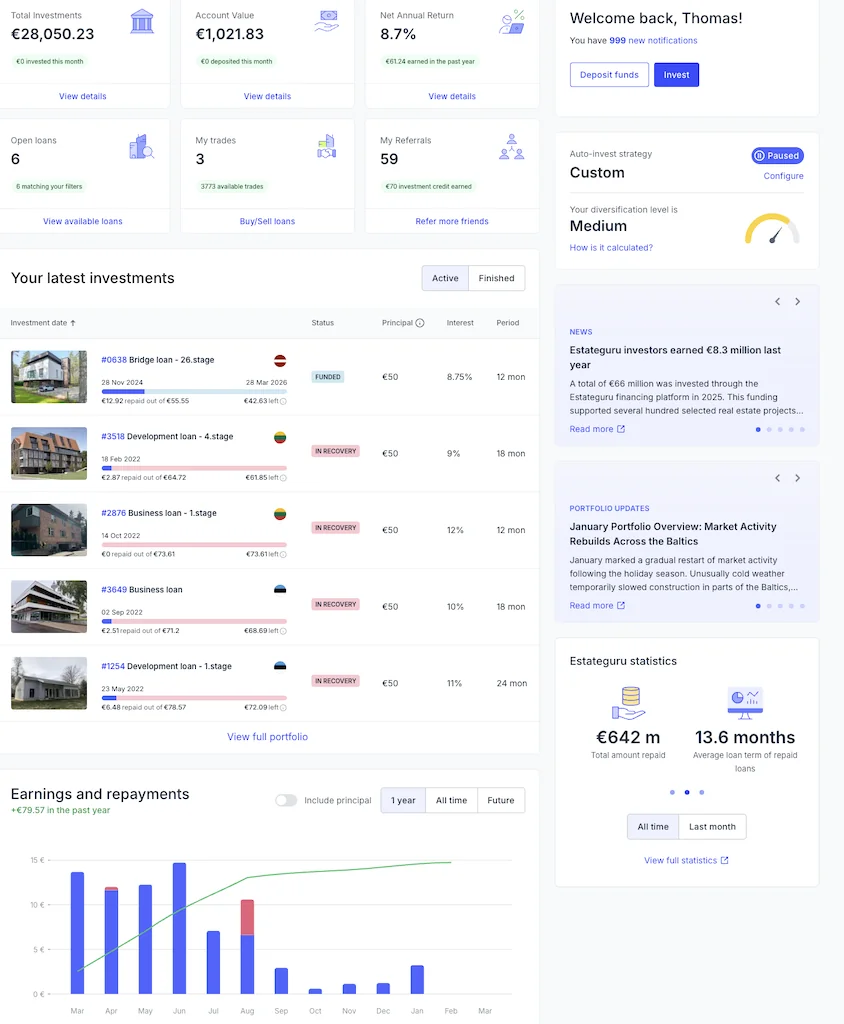 Estateguru Erfahrung, Portfolio & Rendite 2026 wieder zurück? 12 estateguru erfahrungen estateguru erfahrungen EstateGuru crowdinvesting eg mein dashboard
