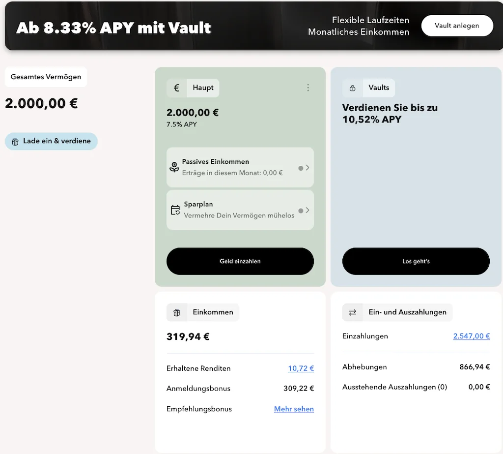 Monefit SmartSaver Erfahrungen Monefit SmartSaver Bondora monefit dashboard