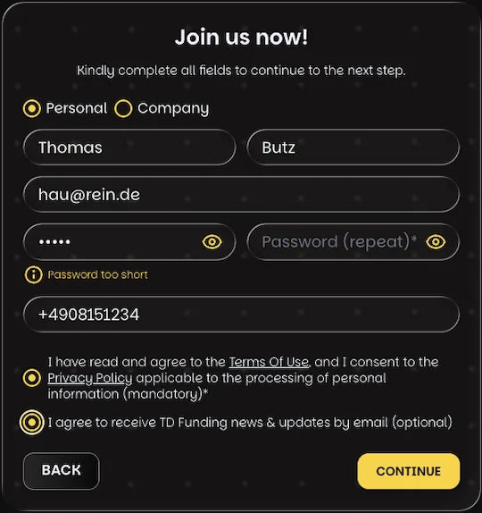 Triple Dragon Erfahrungen - die Anmeldung