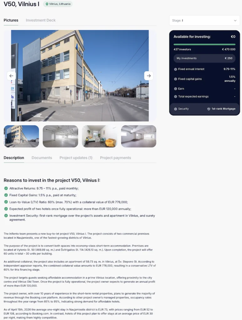 Meine InRento Erfahrungen – Rendite, Risiken und die komplette Plattform Anleitung 8 Inrento Erfahrungen InRento Projekt V50 Vilnius im Detail