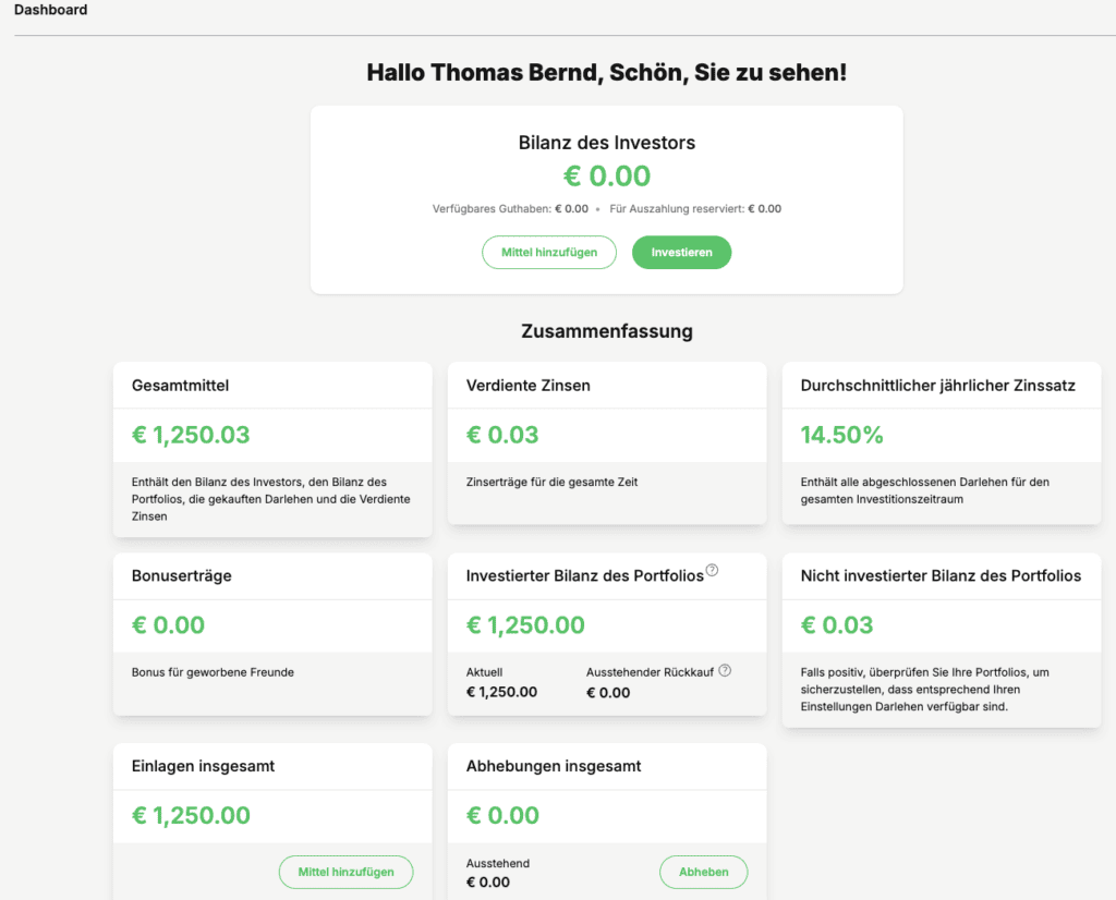 Revest Erfahrungen Dashbaord