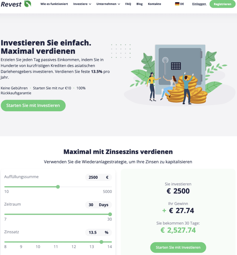 REvest Srfahrungen das Dashboard