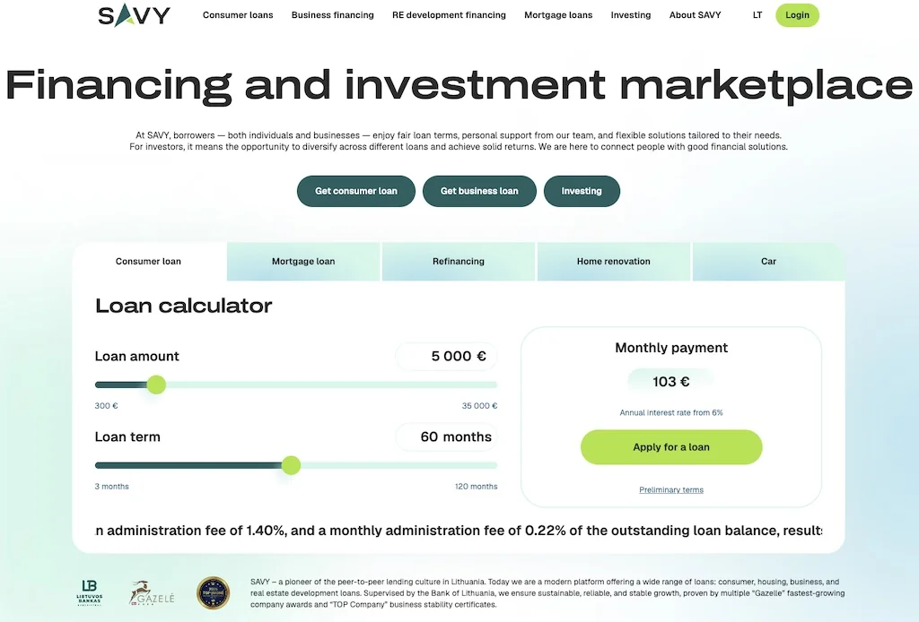 Savy Erfahrungen: Mein Einstieg bei Litauens ältester P2P-Plattform 2026 3 Savy Erfahrungen Savy Erfahrungen - Die regulierte P2P Plattform